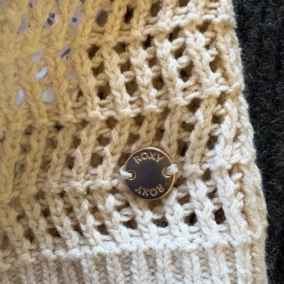 Roxy Knit Halter Neck Crop Top Women’s Small Racerback Cream Boho Tank Beach - Picture 5 of 10